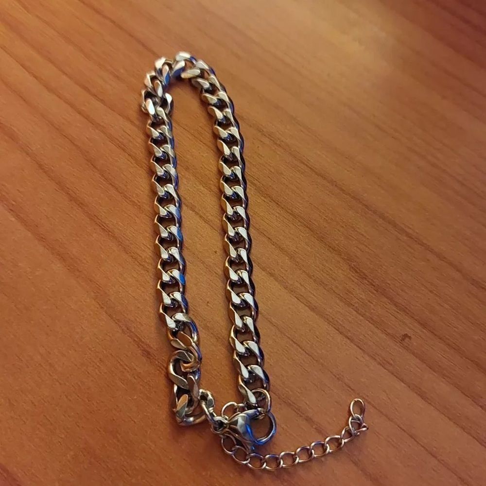👍206👍 CUBAN STAINLESS STEEL CLASSIC UNISEX CHAIN BRACELET - Picture 9 of 13